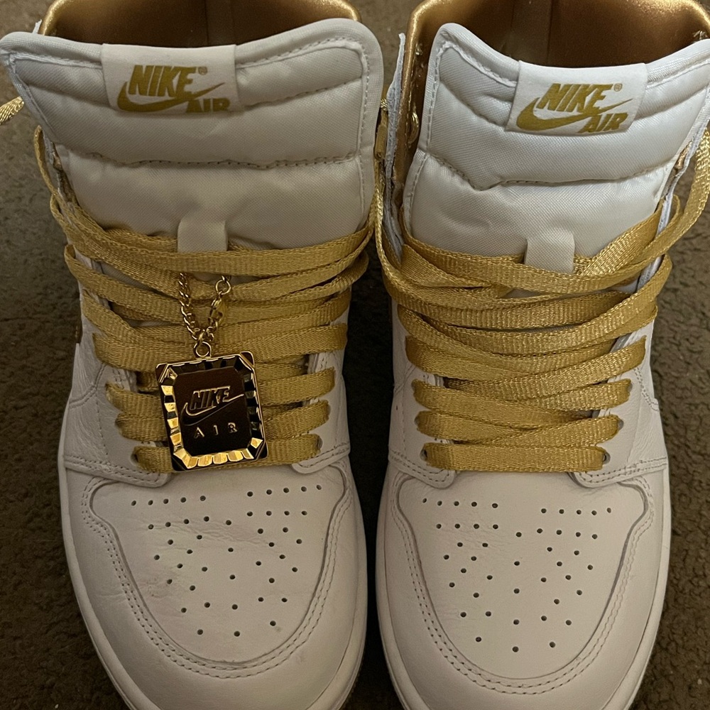 Nike High-Top Sneakers in White and Gold